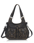 Women's Biker Purses Moto Shoulder Bag Medium Studded Handbags