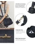 Y2K Double Pocket Shoulder Bag Belted Faux Leather Crossbody Bag