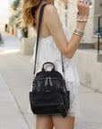 Soft Vintage Vegan Leather Mini Backpack for School & Work
