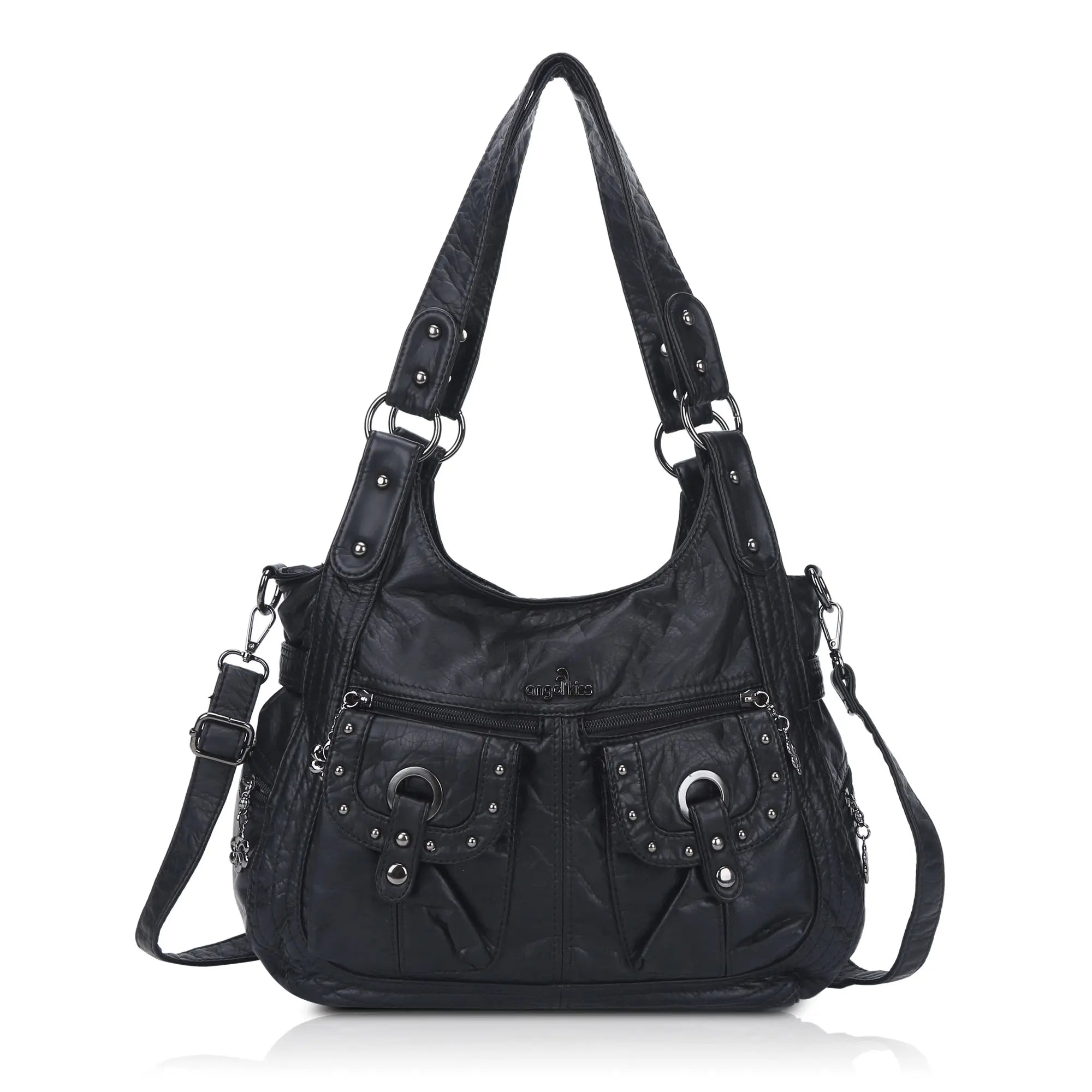 Women's Biker Purses Moto Shoulder Bag Medium Studded Handbags