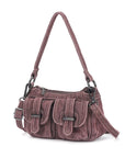 Vintage Utility Multi-Pocket Denim Baguette Bag
