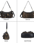 Small Shoulder Bag with Front Pockets and Chain Details