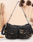 Small Shoulder Bag with Front Pockets and Chain Details