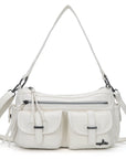 Small Shoulder Bag with Front Pockets and Chain Details
