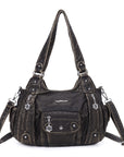 Soft PU Multi-Pocket Shoulder Purse with Crossbody Strap