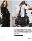 Soft PU Multi-Pocket Shoulder Purse with Crossbody Strap