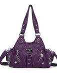 Small Everyday Shoulder Purse with Front Zip Pockets