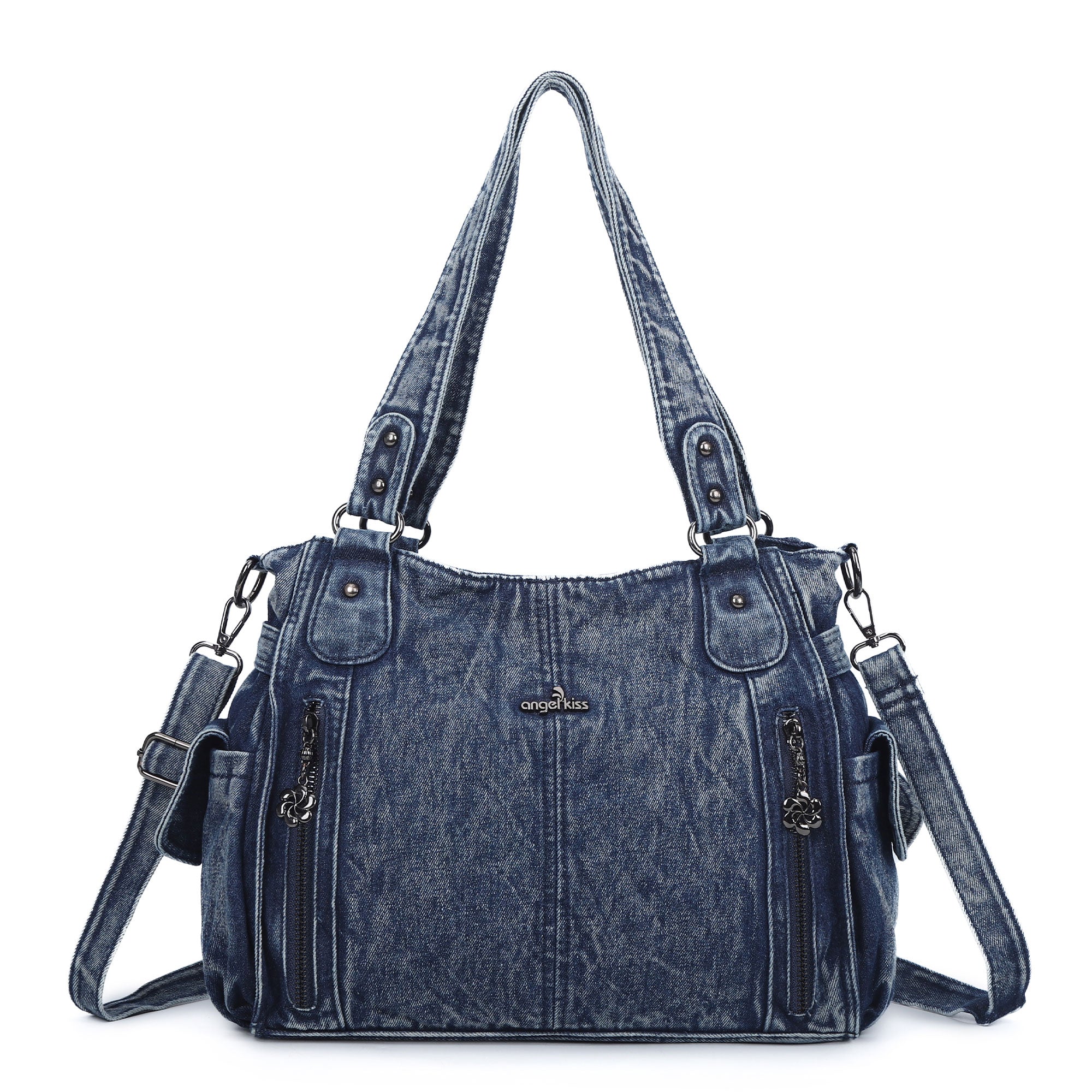 Women's Multi-Zip Tote Shoulder Purse With Wide Strap – Angel Kiss