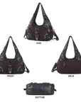 Leopard Print Crescent Shoulder Purse with Top Zip