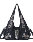 Leopard Print Crescent Shoulder Purse with Top Zip