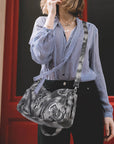 Cloud-Inspired Tie-Dye Large Hobo Shoulder Bag