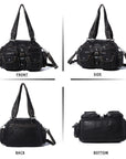 Multi-Pocket Shoulder Bag with Buckle Details and Adjustable Strap
