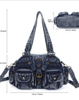 Multi-Pocket Shoulder Bag with Buckle Details and Adjustable Strap
