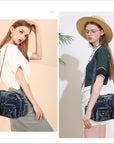 Multi-Pocket Shoulder Bag with Buckle Details and Adjustable Strap