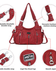 PU Multi-Zipper Classic Hobo Bags