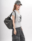 Vegan Leather Shoulder Hobo Purse with Multi-Pocket