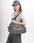 Vegan Leather Shoulder Hobo Purse with Multi-Pocket
