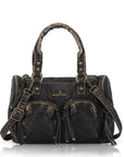 Grunge Style Top Handle Handbag – Studded Biker Shoulder Purse
