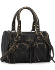 Grunge Style Top Handle Handbag – Studded Biker Shoulder Purse