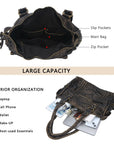 Distressed Braided Multi-Pocket Satchel Bag with Top Handles