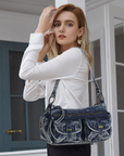 Small Shoulder Bag with Front Pockets and Chain Details
