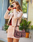 Small Shoulder Bag with Front Pockets and Chain Details