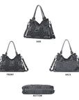 Oversized Vintage Denim Tote Bag | Studded Y2K Shoulder Purse