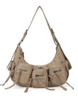 Small Y2K Biker Hobo Shoulder Bag with Fringe