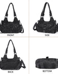 Large Braided Multi-Pocket Hobo Shoulder Bag with Crossbody Strap