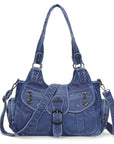Large Braided Multi-Pocket Hobo Shoulder Bag with Crossbody Strap