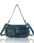Y2K Multi-Pocket Cargo Satchel Bag for Shoulder or Crossbody Carry