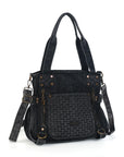 Western Denim Multi-Pocket Satchel Crossbody Bag