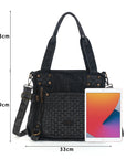 Western Denim Multi-Pocket Satchel Crossbody Bag