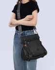 Western Denim Multi-Pocket Satchel Crossbody Bag