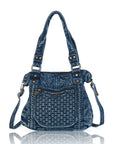 Large Handmade Multipocket Washed Denim Tote Plaid Bag