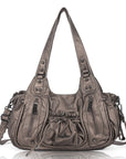 Slouchy Hobo Shoulder Bag for Women – Washed Faux Leather Crossbody Purse