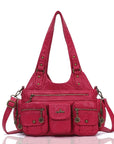 PU Convertible Multi-Pocket Hobo Crossbody Bag
