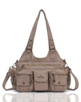 PU Convertible Multi-Pocket Hobo Crossbody Bag