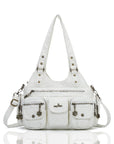 PU Convertible Multi-Pocket Hobo Crossbody Bag