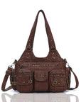 PU Convertible Multi-Pocket Hobo Crossbody Bag