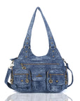 PU Convertible Multi-Pocket Hobo Crossbody Bag