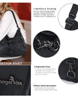 Lace Up Multi Pocket Handbag – Moto Chic Studded Crossbody Bag