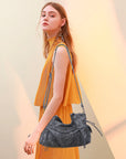 Studded Slouchy Hobo Shoulder Bag with Side-Tie Details