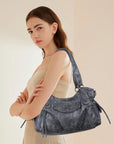 Studded Slouchy Hobo Shoulder Bag with Side-Tie Details