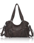Studded Slouchy Hobo Shoulder Bag with Side-Tie Details