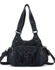 Distressed Western Boho Satchel | Washed Vegan Leather Crossbody