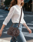 Distressed Western Boho Satchel | Washed Vegan Leather Crossbody
