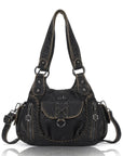 Distressed Western Boho Satchel | Washed Vegan Leather Crossbody