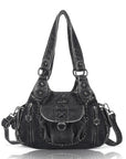 Distressed Western Boho Satchel | Washed Vegan Leather Crossbody