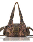 Y2K Leopard Patchwork Crossbody Bag – Front Buckle Retro Shoulder Handbag